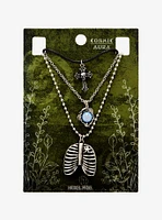 Cosmic Aura Rib Cage Skull Cross Necklace