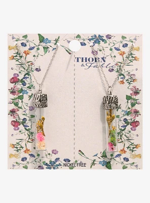 Thorn & Fable Pressed Flower Pendant Best Friend Necklace Set