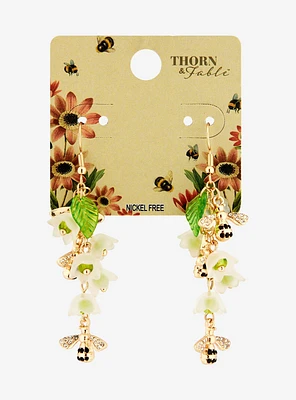 Thorn & Fable Bee Flower Drop Earrings