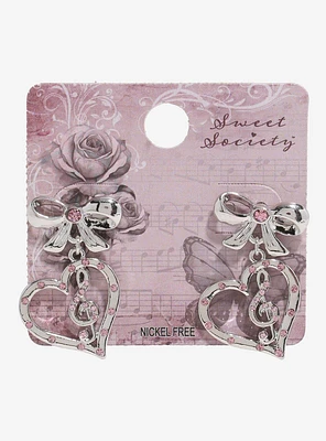 Sweet Society Pink Music Note Heart Earrings