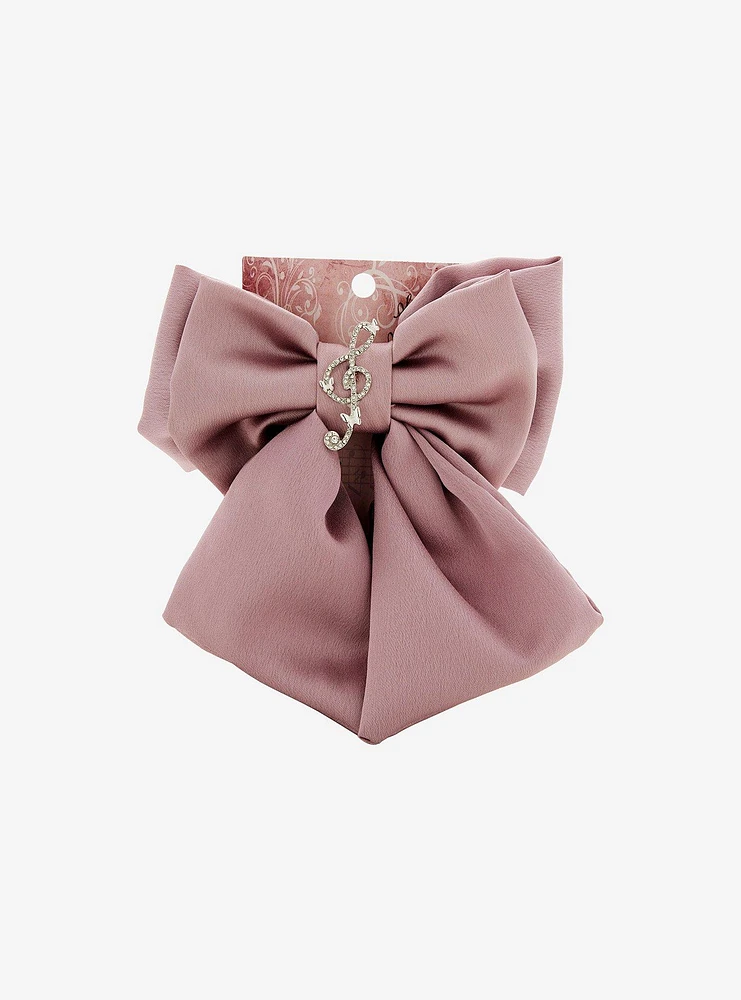 Treble Clef Rhinestone Satin Hair Bow