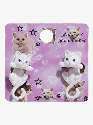 Sweet Society White Cat Front/Back Earrings