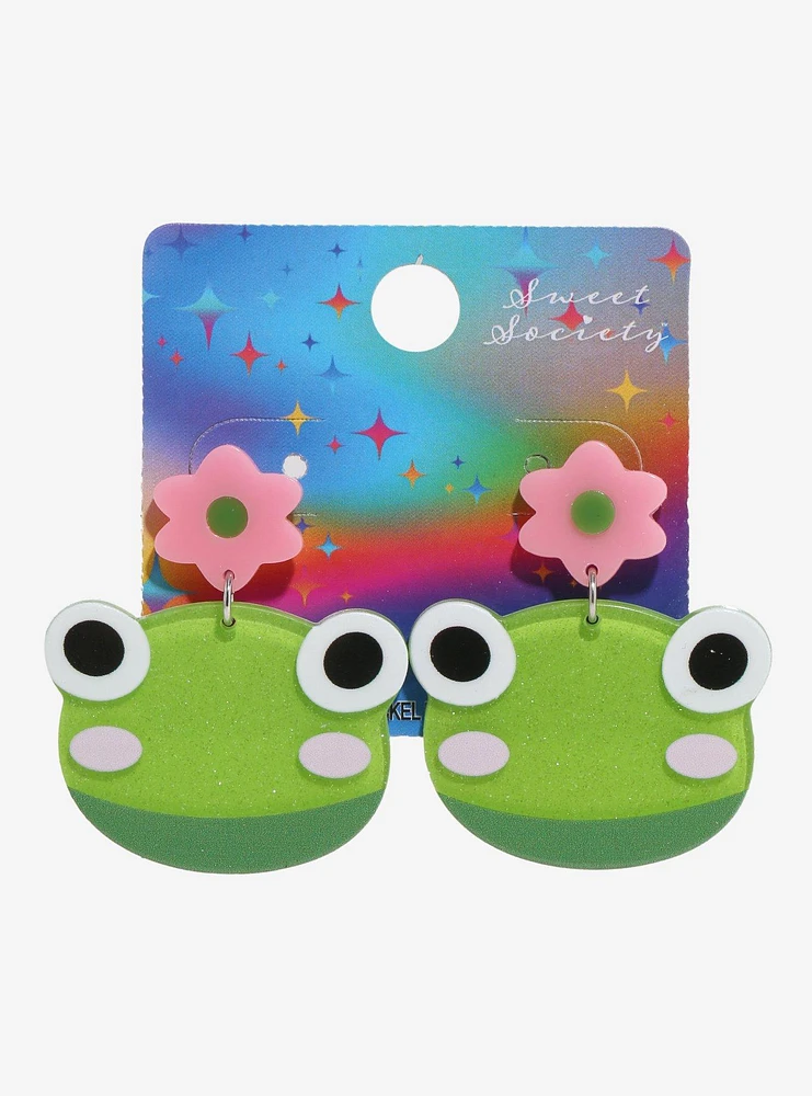 Sweet Society Frog Flower Acrylic Earrings