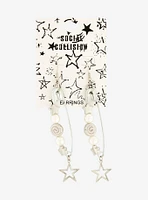 Social Collision Safety Pin Star Beads Drop Earrings