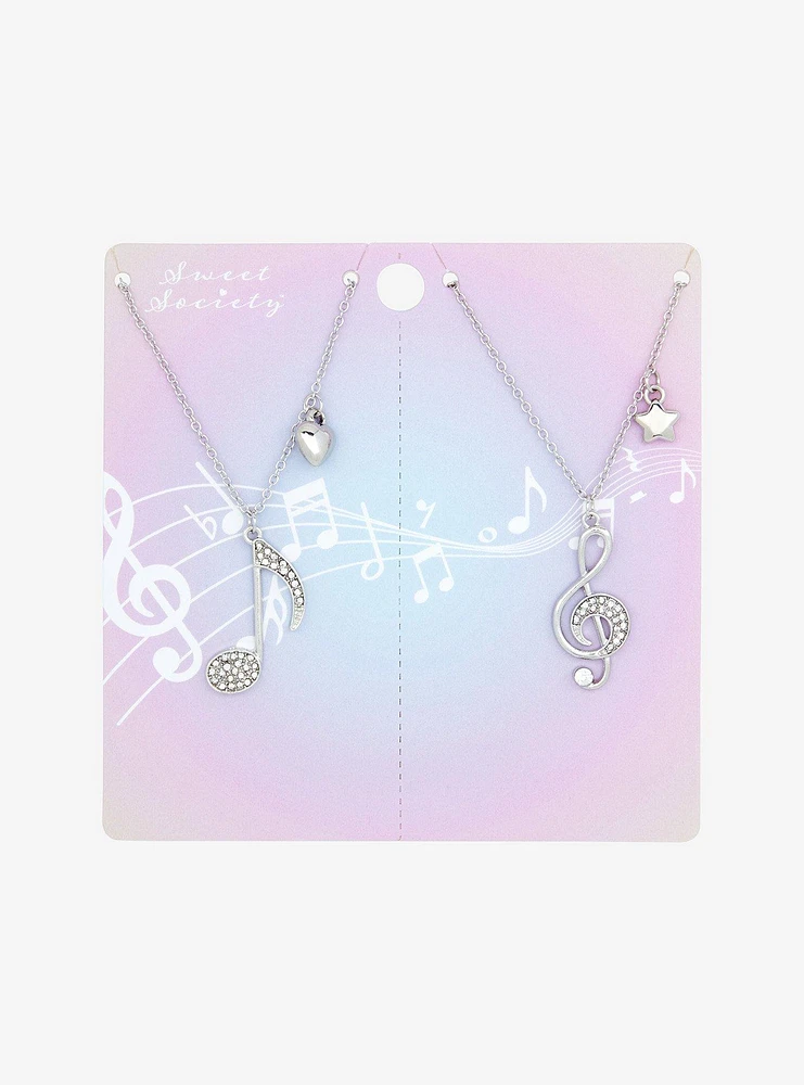 Sweet Society Musical Note Bling Best Friend Necklace Set