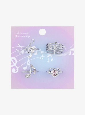 Sweet Society Musical Note Heart Ring Set