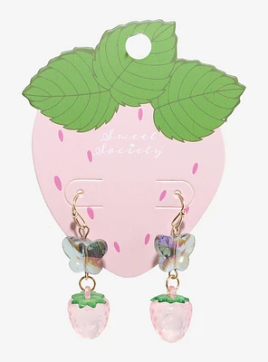 Sweet Society Iridescent Butterfly Strawberry Drop Earrings