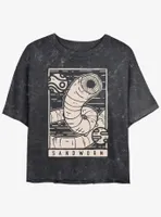 Dune Sandworm Illustration Mineral Wash Womens Crop T-Shirt