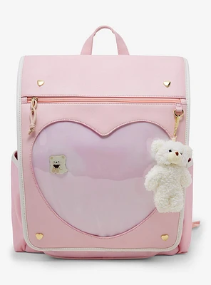 Kawaii Pink Heart Pin Collector Backpack