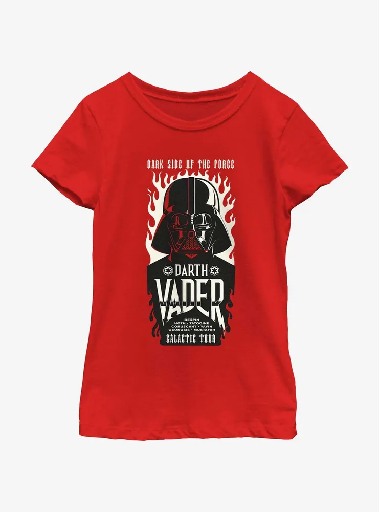 Star Wars Darth Vader Galactic Tour Flames Poster Youth Girls T-Shirt