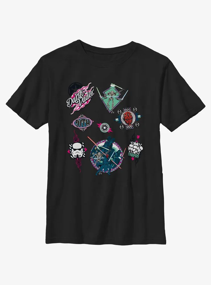 Star Wars The Dark Side Patches Style  Youth T-Shirt