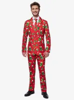 Christmas Trees Stars Red Suit