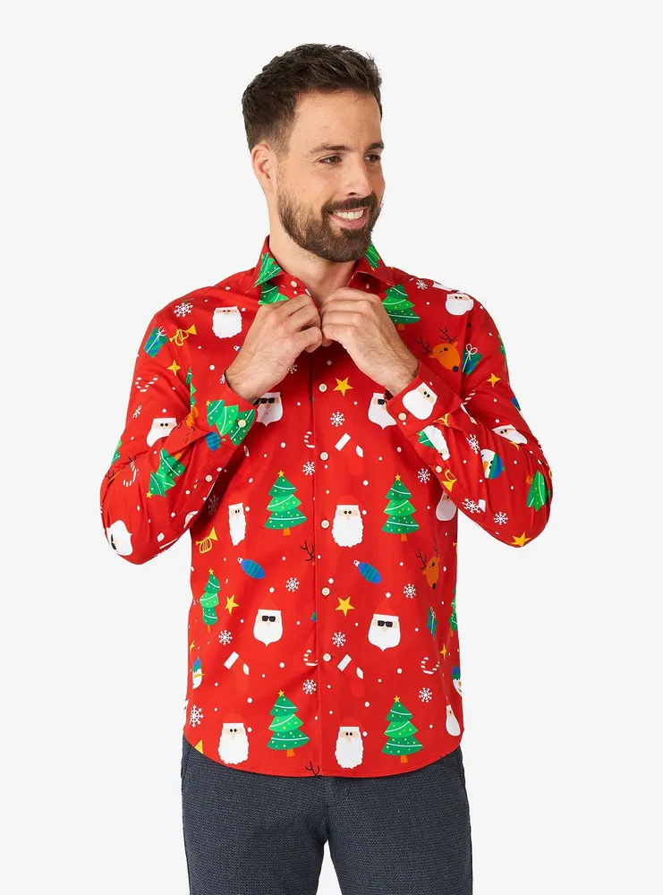 Festivity Red Long Sleeve Button-Up Shirt