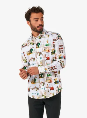 Elf Christmas Long Sleeve Button-Up Shirt