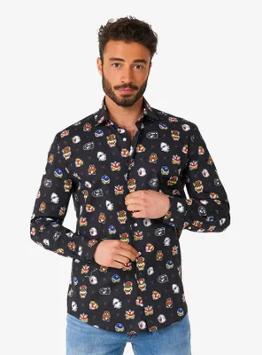 Super Mario Bad Guys Long Sleeve Button-Up Shirt