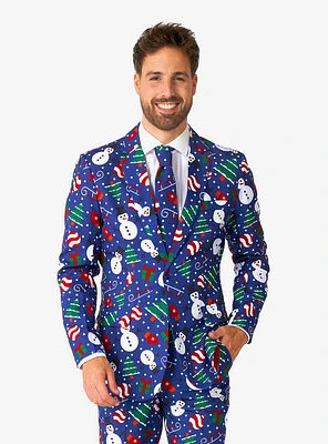 Christmas Snowman Blue Suit