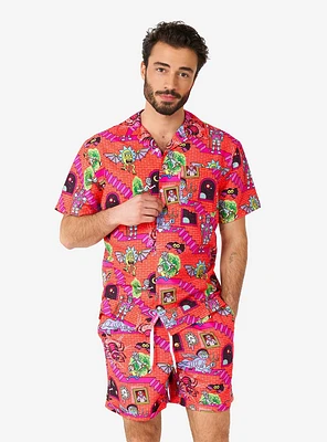 Rick & Morty Surreal Button-Up Shirt and Shorts Summer Set