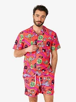 Rick & Morty Surreal Button-Up Shirt and Shorts Summer Set