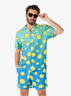 Smiley Summer Fade Button-Up Shirt and Shorts Set