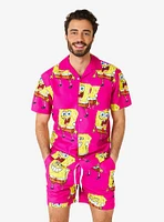 SpongeBob SquarePants Pink Button-Up Shirt and Shorts Summer Set