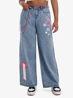 Barbie Y2K Star Wide Leg Jeans With Belt & Chain