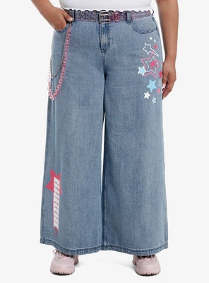 Barbie Y2K Star Wide Leg Jeans With Belt & Chain Plus