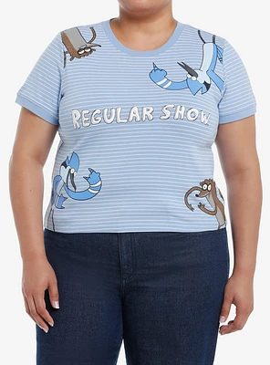 Regular Show Mordecai & Rigby Stripe Girls Baby T-Shirt Plus