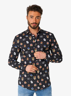 Super Mario Bad Guys Long Sleeve Button-Up Shirt