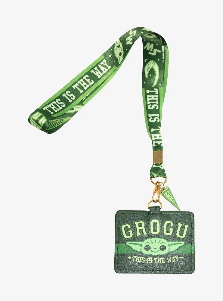 Star Wars The Mandalorian Grogu Varsity Allover Print Lanyard - BoxLunch Exclusive