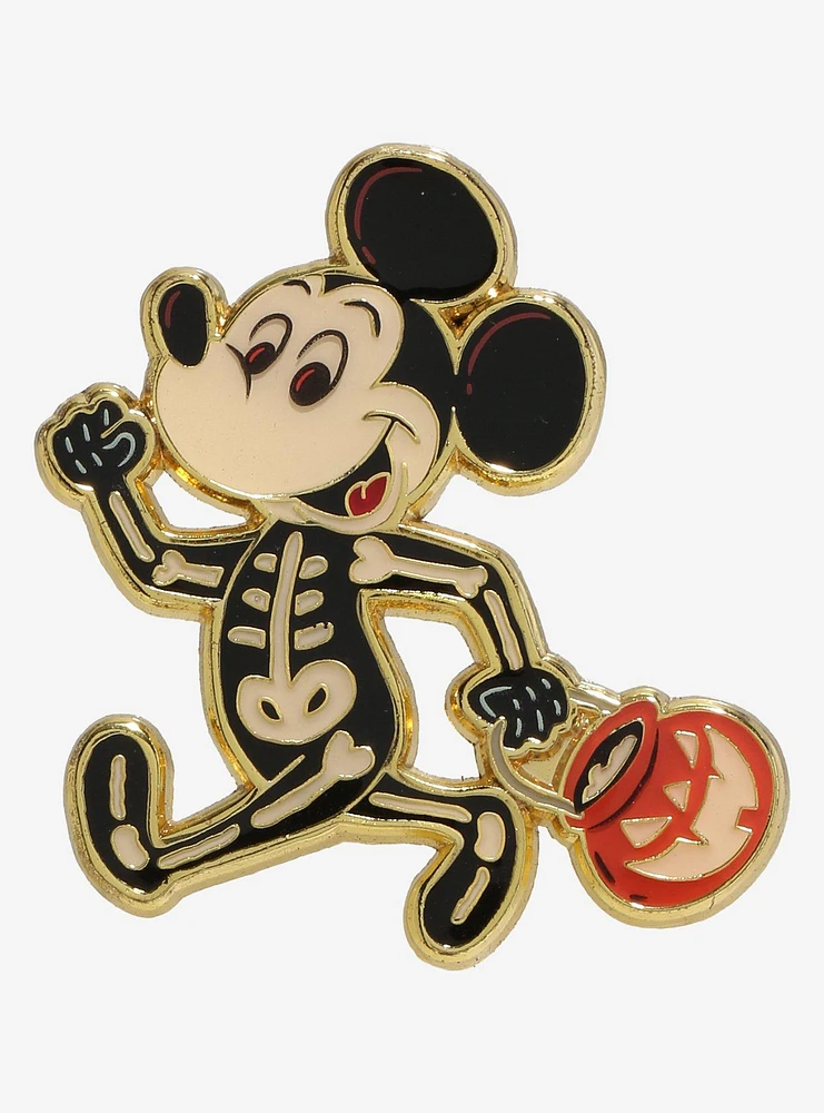 Loungefly Disney Mickey Mouse Skeleton Trick or Treat Enamel Pin — BoxLunch Exclusive