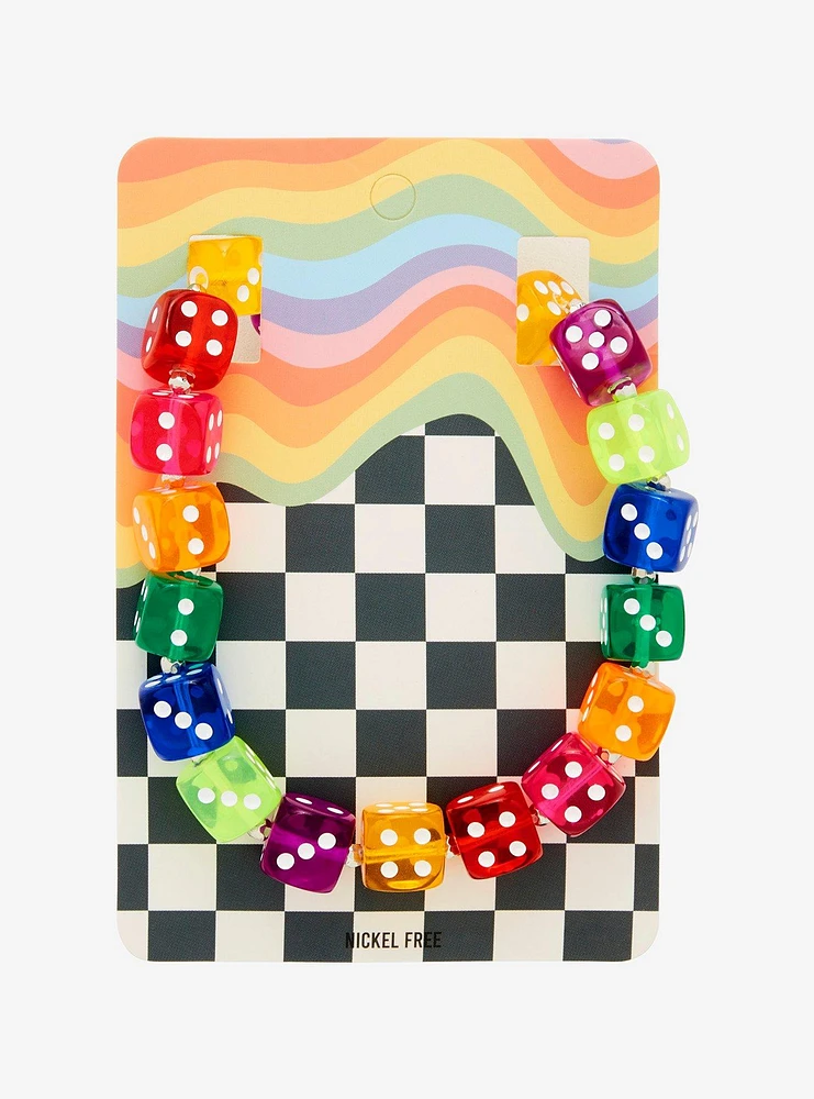 Rainbow Dice Charm Necklace