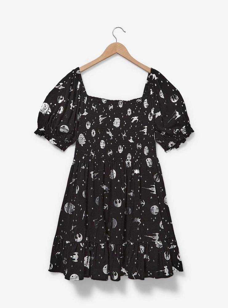 Her Universe Star Wars Silver Icons Allover Print Plus Smock Dress - BoxLunch Exclusive