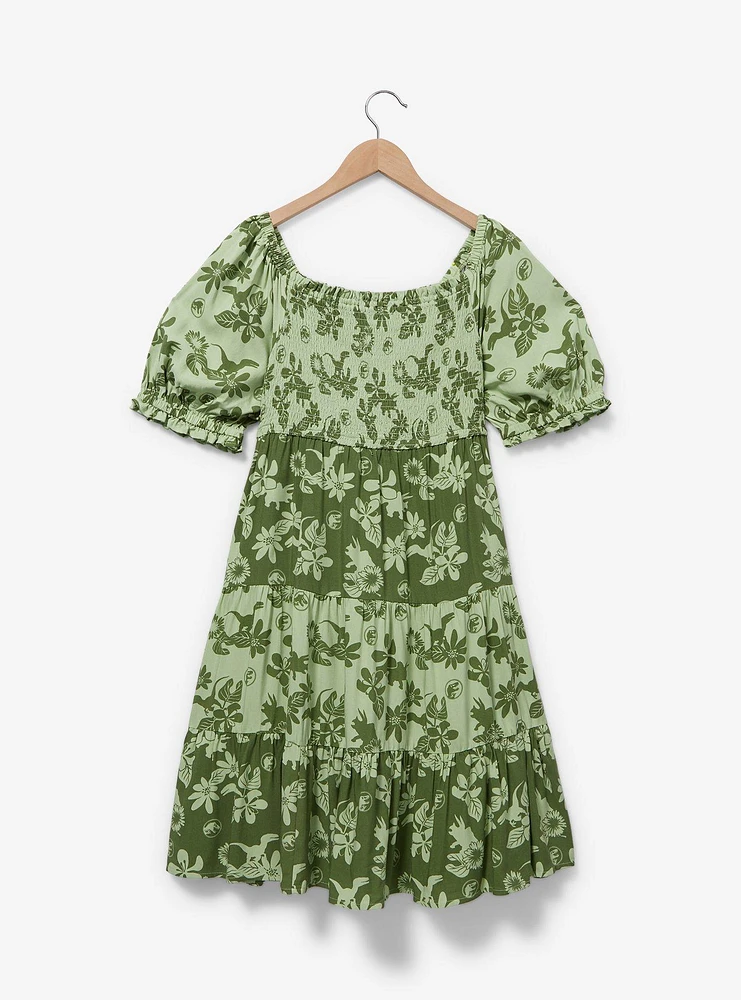 Jurassic Park Floral Dinosaur Allover Print Plus Smock Dress - BoxLunch Exclusive