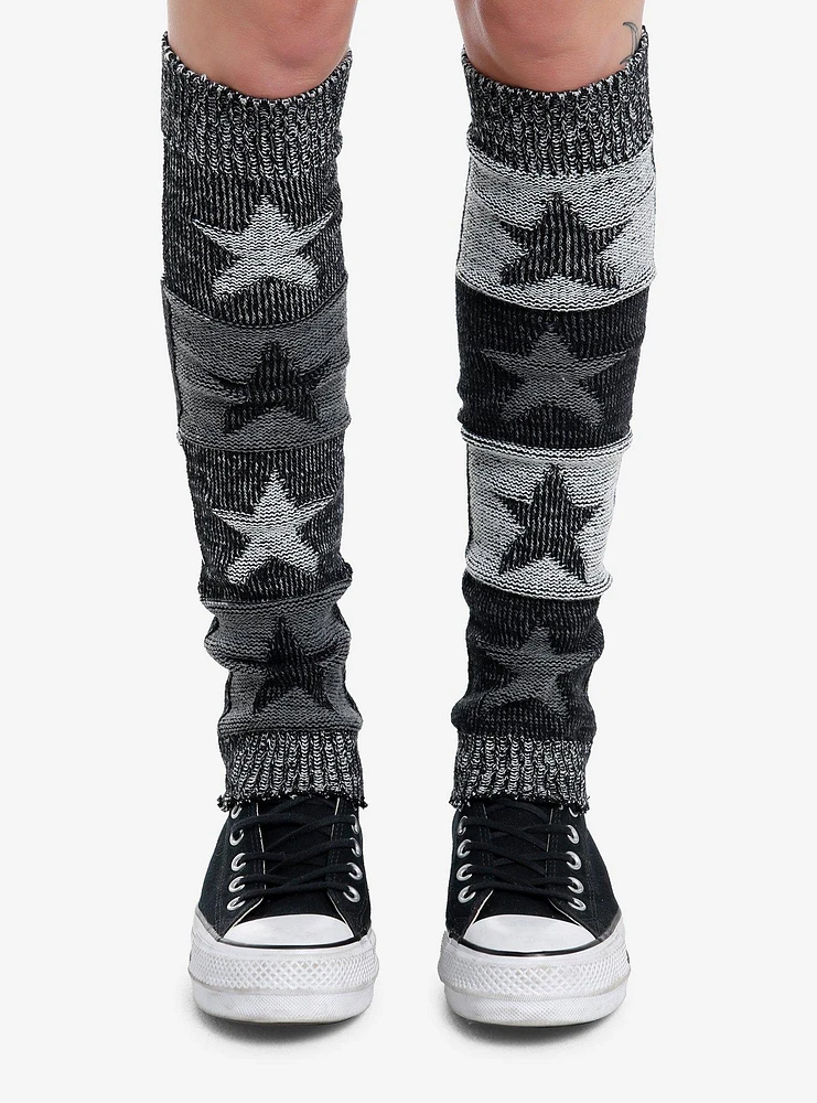 Grey & Black Star Mismatch Leg Warmers