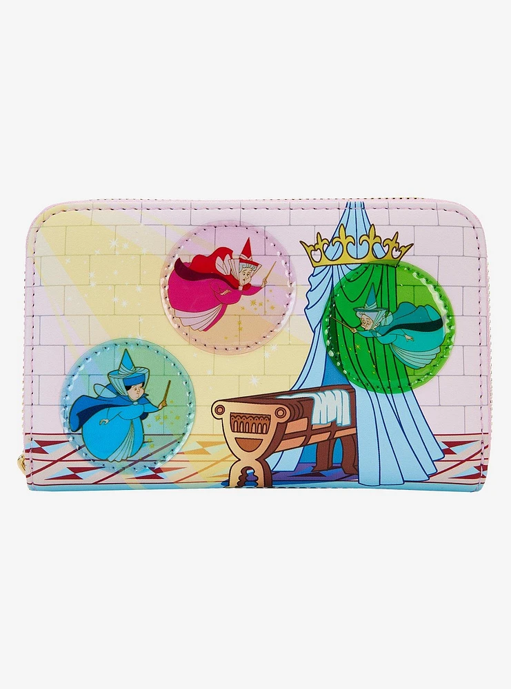 Loungefly Disney Sleeping Beauty Three Good Fairies Zipper Wallet