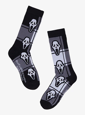 Scream Ghost Face Plaid Crew Socks