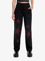 Black & Red Swirl Star Skater Pants