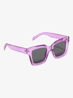 Purple Translucent Square Sunglasses