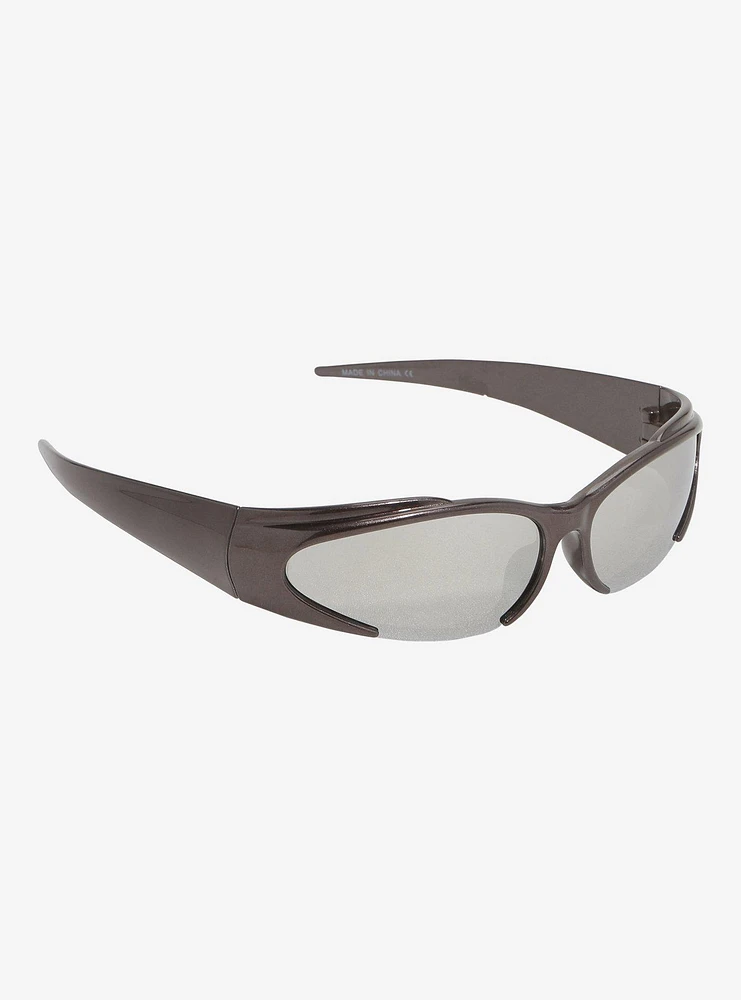 Y2K Skinny Black Oval Sunglasses