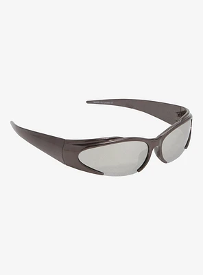 Y2K Skinny Black Oval Sunglasses