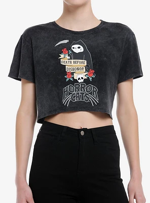 Horror Cats Death Before Dishonor Reaper Girls Crop T-Shirt Hot Topic Exclusive