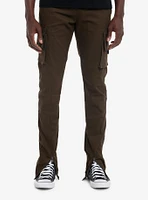 Olive Ankle Zipper Cargo Jogger Pants