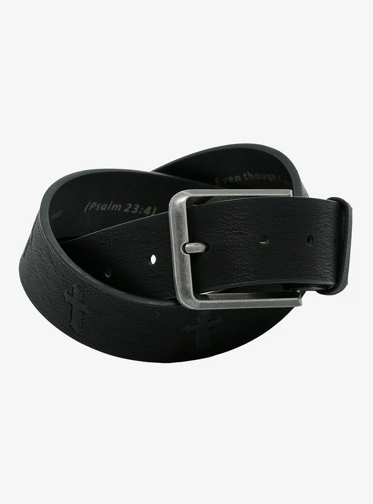 Black Debossed Cross Belt