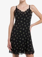 Social Collision Swirl Star Lace Slip Dress