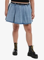 Sweet Society Light Indigo Belted Denim Skirt