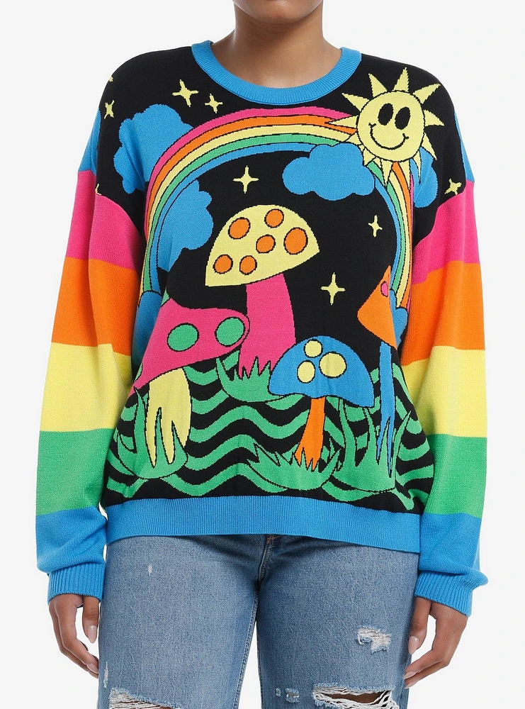 Social Collision Psychedelic Rainbow Knit Sweater