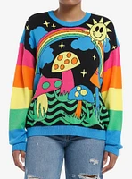 Social Collision Psychedelic Rainbow Knit Sweater