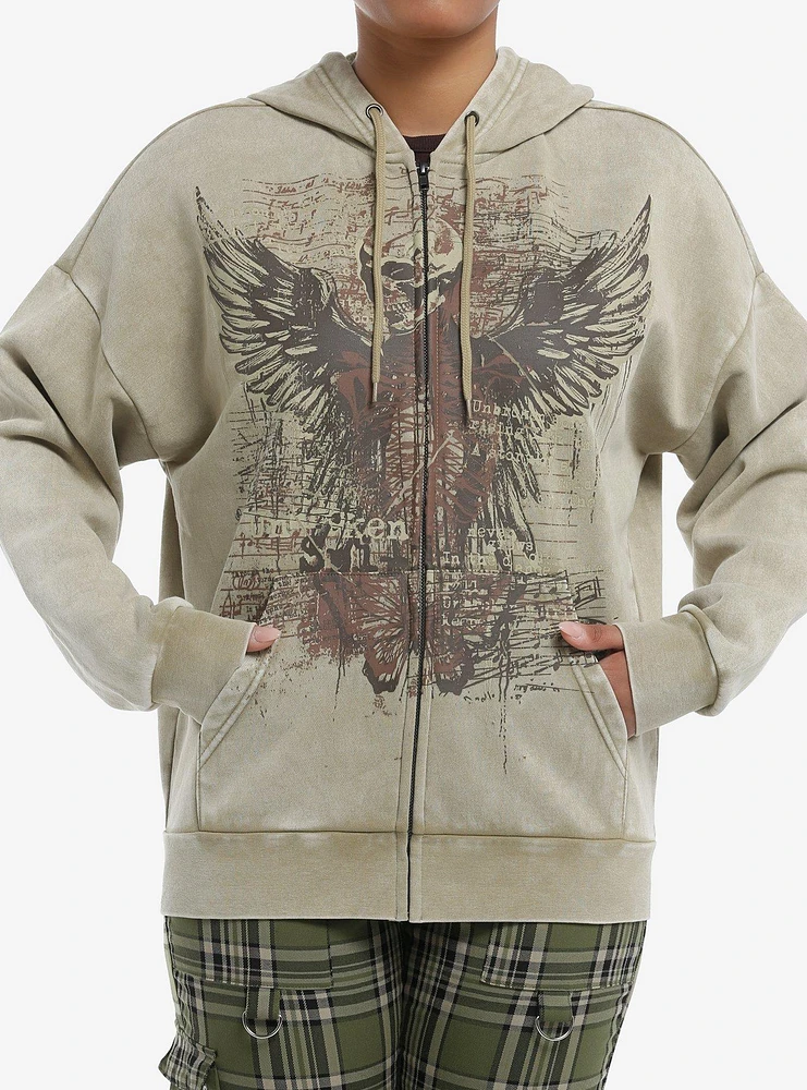 Social Collision Winged Skeleton Girls Hoodie