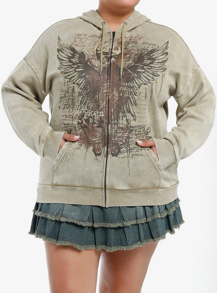 Social Collision Winged Skeleton Girls Hoodie Plus