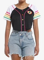 Social Collision Heart Rainbow Jersey Crop Top